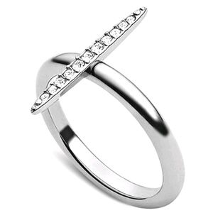 Michael Kors Silver Pave Matchstick Ring S 7